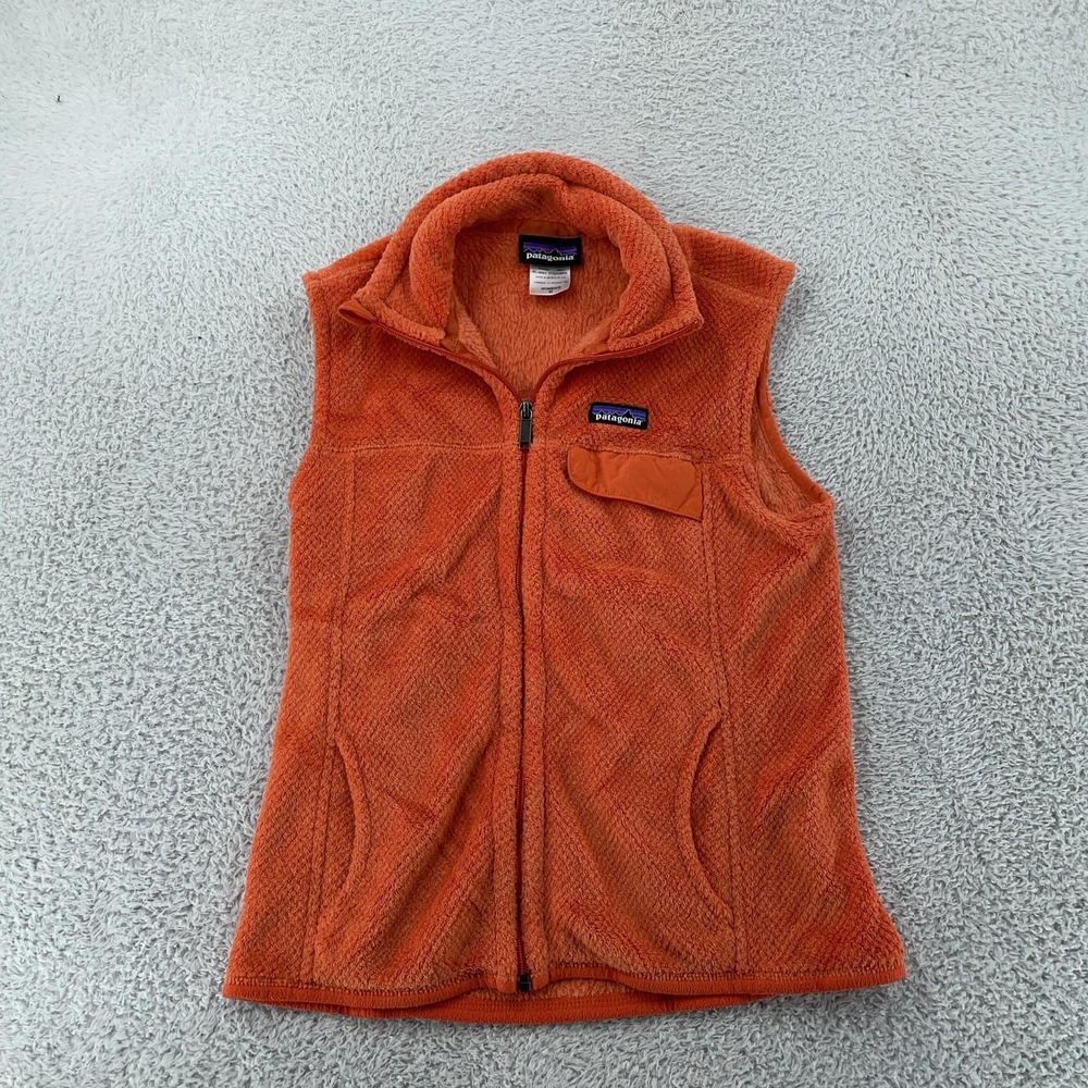 Patagonia Sherpa Fleece Vest Womens Medium Orange Re-Tool Zip High Pile 25455